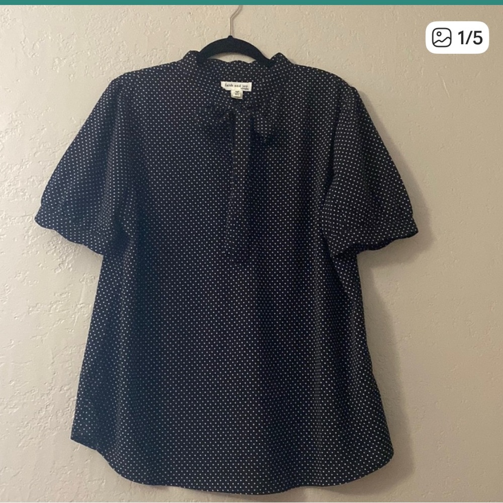 Faith and Joy Black and White Polka Dot Blouse
